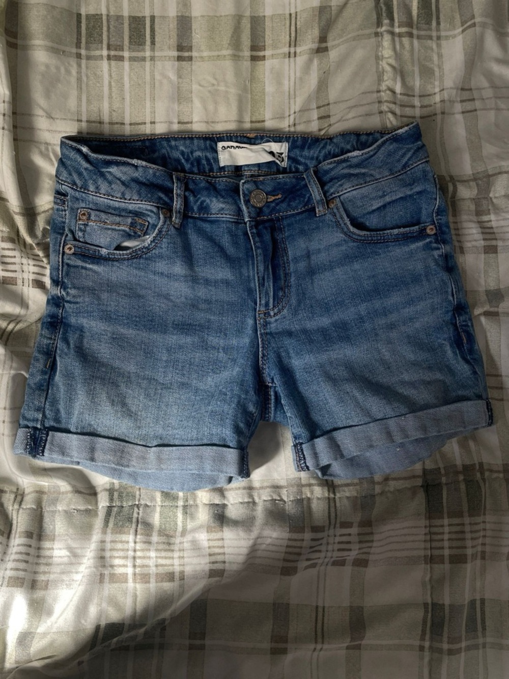 Garage Light Blue Roll-Cuff Denim Shorts